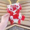 Horquilla Antigua Infantil de Año Nuevo Estilo Chino Petardos Accesorios para el Cabello Pin Rojo para Niña Tocado para Niñas Traje Tang Hanfu