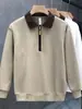 Sudadera con cremallera hasta la mitad y solapa, manga larga, estilo Old Money casual para hombre, chaqueta, novedad Otoño/Invierno 2026, top