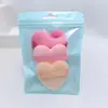 Suministro Directo de Fábrica de Borlas de Polvo de Terciopelo de Cristal Ultra Suave Personalizadas para Fijar Maquillaje, Juego de 3 Borlas de Algodón con Forma de Corazón