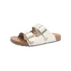 Versão em couro~Chinelos casuais versáteis de sola grossa com fivelas duplas para mulheres, sandálias de praia retro Birkenstock