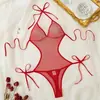 Comércio eletrônico transfronteiriço malha sexy lingerie T calça costura perspectiva tentação pijama sexy fino alça macacão