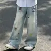 Conjunto de Outono para Meninas 2026 Novo Estilo: Conjunto de Duas Peças para Crianças Maiores com Moletom Estampado e Calça Jeans de Desenho, Conjunto Casual de Duas Peças