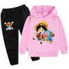 2025One Piece Estampado de Dibujos Animados Traje para Niños Sudadera con Capucha Sudadera + Pantalones Pb904