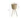Soporte de Maceta de Piso para el Hogar de Madera Ratán Nórdico Cesta de Flores Simple Set Sala de Estar Dormitorio Balcón Soporte Práctico para Flores