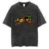 Camiseta de Línea Garabateada Gráfico Creativo de Graffiti Algodón Corto