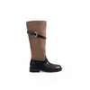 ¡Mismo estilo que Uva Mamá! Aumento de altura de 4 cm~ Mismo estilo que Xin Zhilei, botas de jinete para mujer hasta la pantorrilla con hebilla de cinturón de empalme