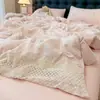 2026 Nuevo Estilo Algodón Lavado Estampado Francés Alta Costura Floral Pequeño Encaje Juego de Cuatro Piezas