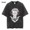 Comércio exterior atacado camiseta estampada de desenho animado LAZADA desbotada manga curta solta lavada masculina meia manga transfronteiriça