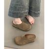 Sapatos Meia-Bota Sem Salto 2024 Novo Outono e Inverno Slip-on Forrados com Lã Solado Grosso Bico Fechado Meias de Casa para Mulheres