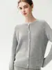 Conjunto de alta calidad~Cárdigan básico 100% cachemir para mujer, cuello redondo, prenda exterior gruesa, hombro raglán, suéter de punto versátil