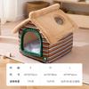 Nido para Gatos Cálido en Invierno, Semicerrado y Seguro, Nido para Dormir con Marioneta de Gato, Universal para Todas las Estaciones, Casa para Gatos Desmontable y Lavable