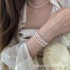 Pulseira de miçangas de pérola de água doce natural estilo retrô francês simples Chen Mo pulseira elástica elegante artística com contas