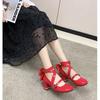 Sapatos de salto alto pretos originais genuínos Lolita Lolita fofos salto grosso macio menina sapatos pequenos de couro lo estudante