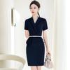 Recepción Elegante Blanca para Salón de Belleza Hotel Ropa de Trabajo Transfronteriza Primavera y Verano Nuevo Vestido de Manga Corta Ajustado a la Cadera para Mujer
