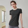 Camiseta Esportiva de Secagem Rápida Manga Curta Feminina Verão Fina Roupas de Yoga Modelagem Justa Emagrecedora Corrida Costura em Malha Top Fitness
