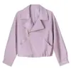Chaqueta de Cuero Haining para Mujer, Estilo Corto, Nuevo Estilo Primavera y Otoño 2026, Corte Holgado, Chaqueta Estilo Biker de Piel de Oveja