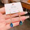 Otoño e Invierno Versátil Clásico Elegante Versátil Pendientes de Borla de Cristal Azul Pavo Real Pendientes Elegantes de Gama Alta Retro
