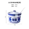 Tarro de porcelana azul y blanco para condimentos mesa de restaurante LOGOTIPO tarro para chiles portapalillos olla para vinagre olla para salsas portapalillos bandeja