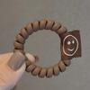 Coreano início de outono novo leite chá cor fosca linha telefônica cabelo anel smiley cabeça corda menina cabelo capa de couro