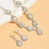 Traje de Joyería Europeo y Americano Pendientes Exagerados Incrustados de Diamantes Cadena para Clavícula Moda de Cena Collar Brillante Conjunto de Dos Piezas