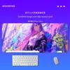 Tapete de Mesa Grande para Jogos com Parede de Grafite de Anime, Mouse Pad de Computador Alargado e Comprido, Tapete Antiderrapante para Teclado de Maratona de Jogos em Dormitório