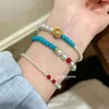 Pulsera Barroca de Ágata Marrón y Turquesa con Estilo Chino, Pulsera de Cuentas Vintage de Oro Arena con Temperamento
