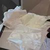 Calcinha de renda acetinada estilo francês para mulheres 2025 nova sexy de tule transparente cintura média forro de algodão macia fina confortável