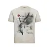 Camiseta de Manga Curta com Estampa Vintage de Asas de Anjo Degradê, Top Soltinho de Gola Redonda, Moda Masculina de Verão Ins High Street
