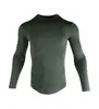 Camisa de compressão simples e esportiva de manga longa, altamente elástica, de secagem rápida, respirável, que absorve o suor e justa ao corpo, com um design 3D amigável à pele, adequada para treinamento de fitness