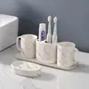 Juego de Cinco Piezas de Baño de Lujo Ligero, Kit de Baño, Taza de Cerámica para Cepillo de Dientes de Baño, Bandeja para Tazas de Lavar