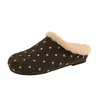Turbante de Lunares Pantuflas de Algodón para Mujer 2026 Nuevo Invierno Hogar Interior Cálido Aumenta Altura Suela Gruesa de 4 cm Pantuflas de Felpa