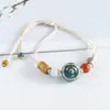 Pulsera Nueva Original de Cerámica Jingdezhen Estilo Retro Pulsera de Cuentas de Porcelana Calabaza Rosa Maíz Joyería Tejida a Mano