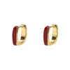 Pendientes Geométricos en Forma de U con Goteo de Aceite Retro de Nicho, Pendientes Minimalistas Cuadrados de Lujo Ligero, Accesorios para Orejas Elegantes y de Moda