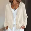 Roupas Femininas Transfronteiriças Simples TikTok Com Capuz Moda Feminina Bolsos Casaco Elegante 2026 Europeu e Americano Cor Sólida Novo Estilo