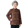 Ropa de primavera y otoño para mujeres de mediana edad y mayores estampado de estampado en caliente nuevo estilo chino chaqueta de longitud media ropa para madres cuello alto traje Tang top casual