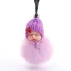 Llavero de Muñeca Durmiente Linda de Imitación de Piel de Conejo Rex Hecha por el Fabricante Colgante de Bola de Pelo para Bolso de Bebé Niña Durmiente Linda Regalo