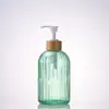 Botella de Lavado de Manos de Rayas Verticales de Alta Calidad, Vidrio Espeso, Botella Dispensadora Multifuncional para Loción y Gel de Ducha, Botella de Vidrio Resistente a la Humedad y al Calor