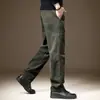Calças de Trabalho Casuais Lyocell com Caimento Estilo Americano para Homem, Nova Coleção Primavera/Verão, Modelagem Solta Versátil, Perna Reta Larga, Forradas com Fleece para Homem