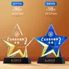 Trofeo de Cristal Creativo Estrella de Cinco Puntas Competición de Campeonato Premio Reunión Anual Empleado Destacado Medalla Metálica Colorida