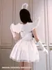 Disfraz de Halloween para Adultos Vestido con Alas de Ángel Blancas y Negras Sexy Bruja Demonio Cosplay Atuendo de Performance
