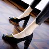Elegantes Tacones Cuadrados con Hebilla Metálica, Nuevo Estilo Primavera 2026, Zapatos Elegantes de Socialité para Combinar con Vestidos, con Diseño de Tacón Grueso