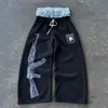 Verano Y2K Nuevo Estilo Callejero Bordado Transfronterizo Europeo y Americano Pantalones Deportivos Plegables para Pareja INS Color Sólido Cintura con Cordón Pantalones Versátiles de Moda