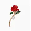 Nuevo Broche de Rosa Roja con Elegancia de Alta Gama, Elegante Diseño Floral Rojo, Moderno Accesorio de Broche de Perlas