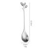 Colher e Garfo de Folha de Aço Inoxidável Colher de Mexer Escandinava Colher Simples para Café Colher Criativa para Sobremesa Banhada a Ouro Garfo Colorido para Frutas