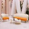 Sofá Pequeño de Cuero con Forma de Pata de Gato de Lujo Ligero de Moda para Apartamentos Pequeños, Adecuado para Uso Doméstico, Sala de Estar, Salón de Belleza, Tienda de Ropa y Salón de Peluquería