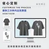 2026 estilo americano 250G peso pesado hombros caídos corte holgado manga corta algodón puro top camisa cultural camiseta de cuello redondo con logo estampado
