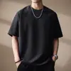 Camiseta de manga corta de color liso, peso pesado, estilo retro americano de alta gama para hombre, marca de moda de verano, simple, holgada, top casual versátil para hombre