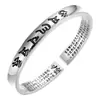 Pulsera de Plata Tailandesa Sutra del Corazón Mantra de Seis Caracteres Xinyi Prajna para Mujeres para Hacer Pulsera de Pareja Negra y Plateada Joyería Estilo Zen