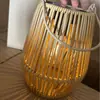 Luminária de bambu e rattan trançado portátil para pendurar ao ar livre, alimentada por energia solar, para decoração de pátio, lanterna de jardim retrô estilo chinês