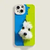 Perro de Peluche Pintura al Óleo Adecuado para Funda de Teléfono Móvil Apple 17 Iphone16 Nuevo Pro Lindo 15 Dibujos Animados Max Mujer 14